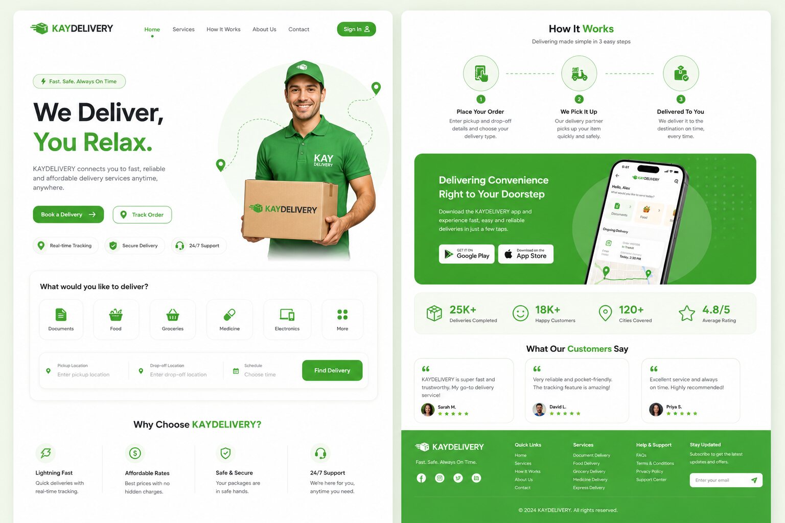 Kaydelivery app interface
